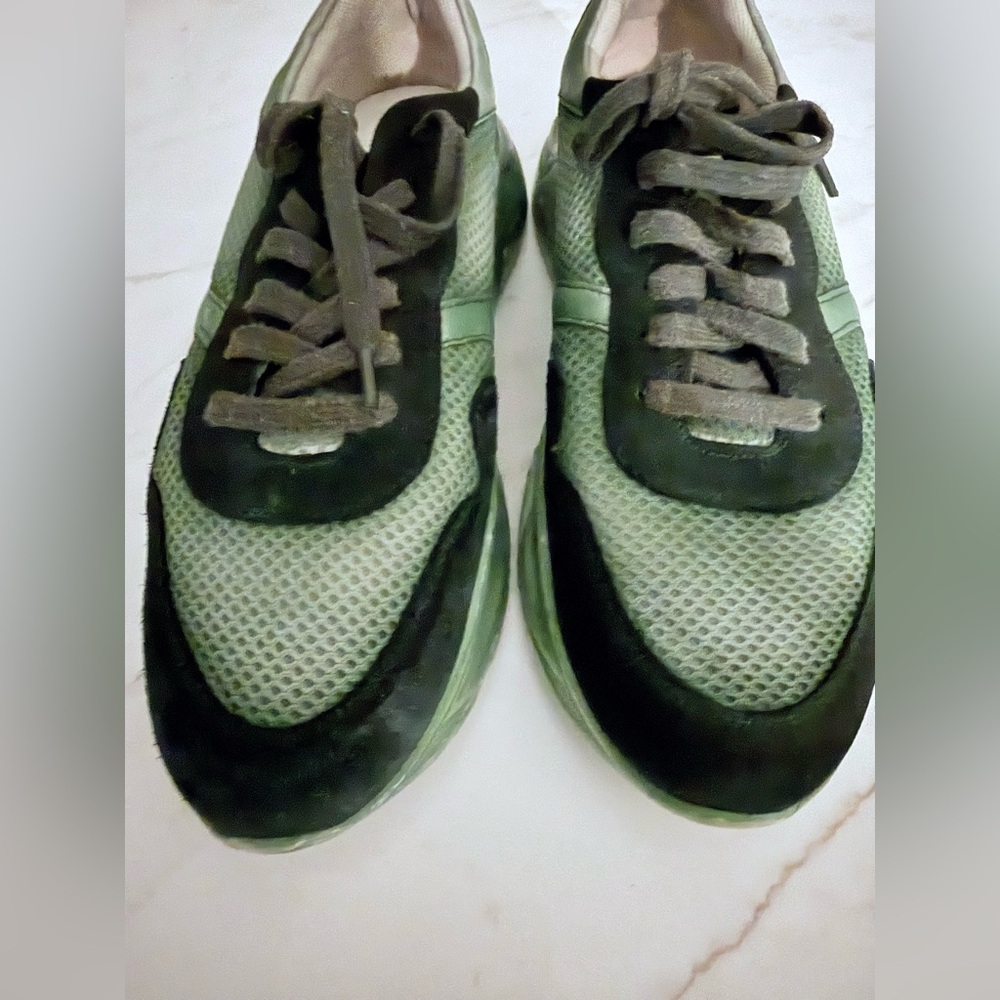 Free people Let's Wander Washed Sneaker Olive Combo size 10